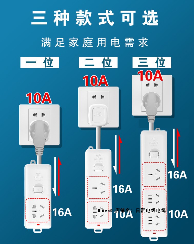 公牛空调10A转16A插座转换器插板接线板16安大功率大三孔家用排插-图0