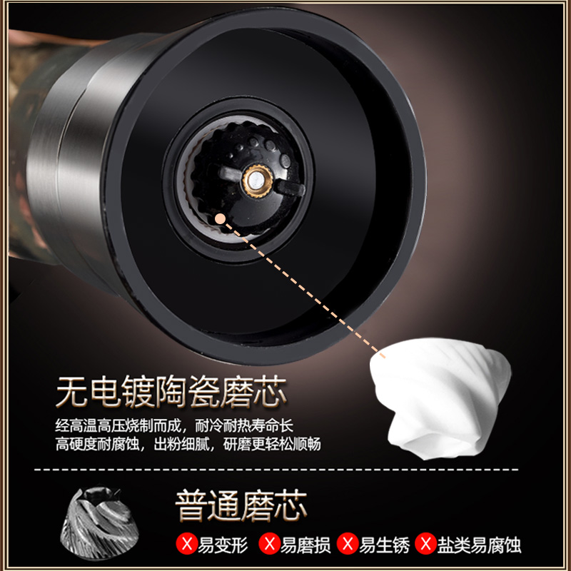 德系不锈钢胡椒研磨器家用调料海盐胡椒粉神器黑胡椒粒花椒研磨瓶