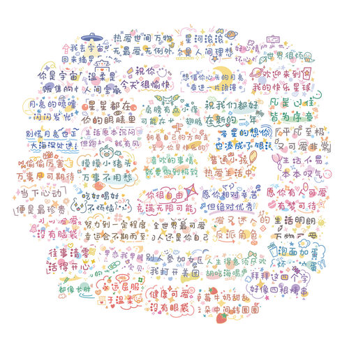 少女心60张可爱文字表情包贴纸ins风卡通手机笔记本电脑装饰贴画 - 图2