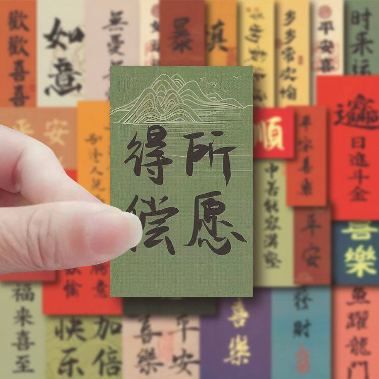 128张古风书法纸条贴纸国潮中国风励志diy手机壳水杯手帐装饰贴画,淘宝优惠券,粉丝福利购,淘宝优惠卷