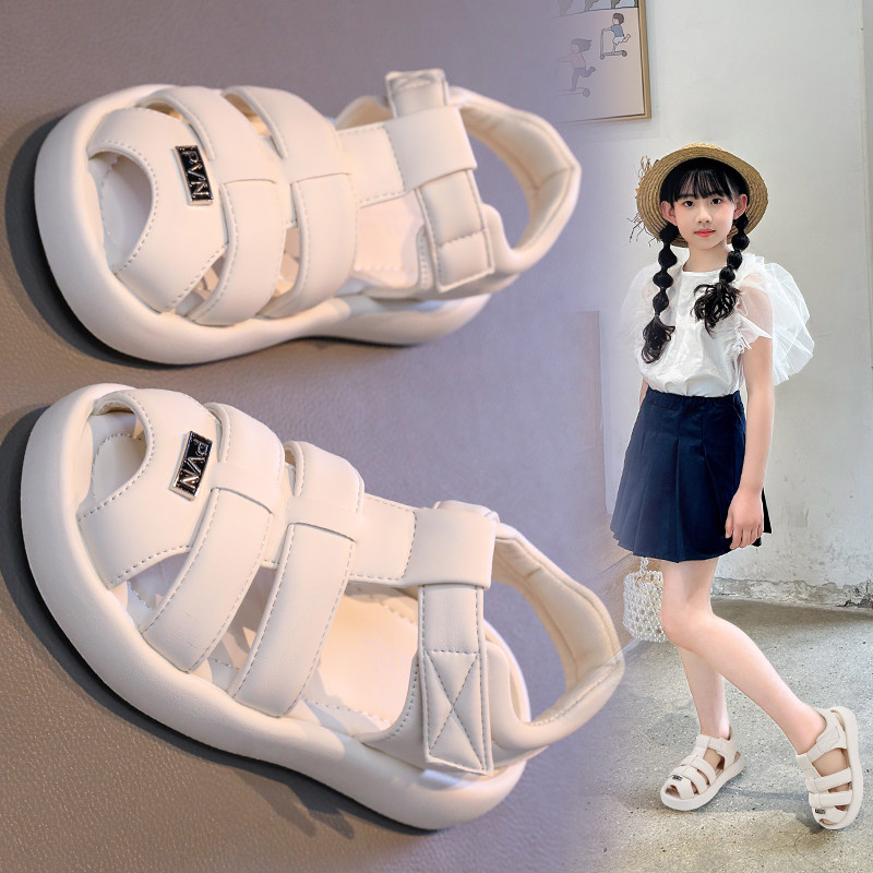 Boys and girls toe-cap sandals, medium and large children's thick-soled Roman shoes