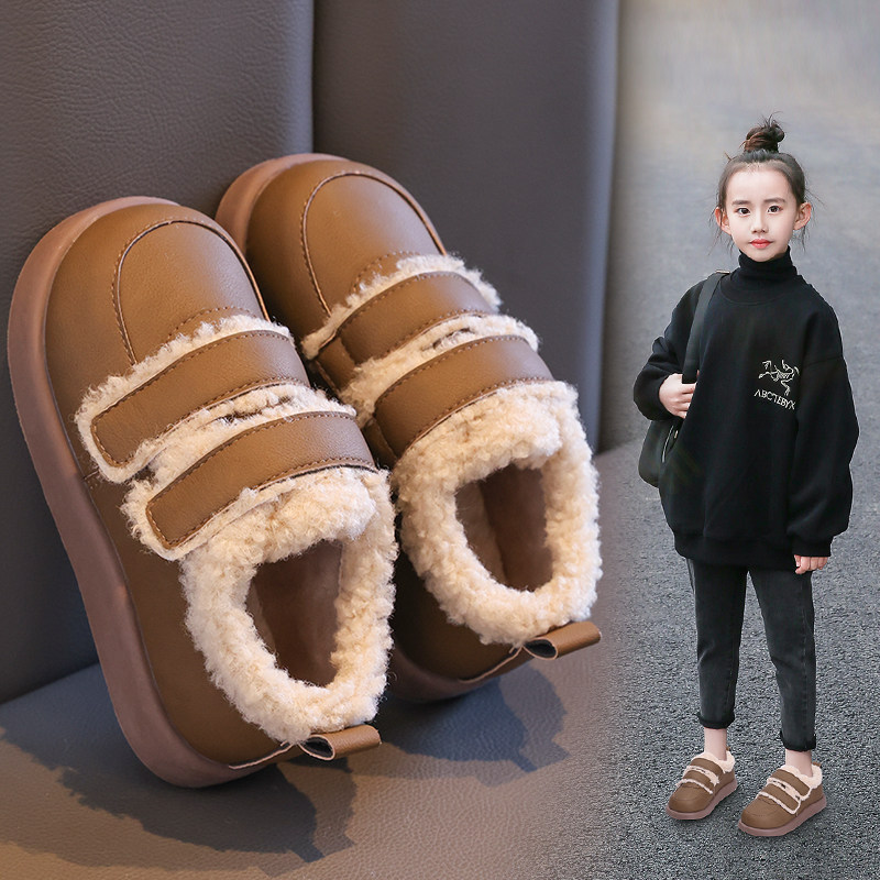 童鞋儿童棉鞋2024冬新款女童毛毛保暖鞋宝宝魔术贴软底加绒豆豆鞋