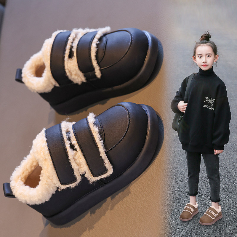 童鞋儿童棉鞋2024冬新款女童毛毛保暖鞋宝宝魔术贴软底加绒豆豆鞋