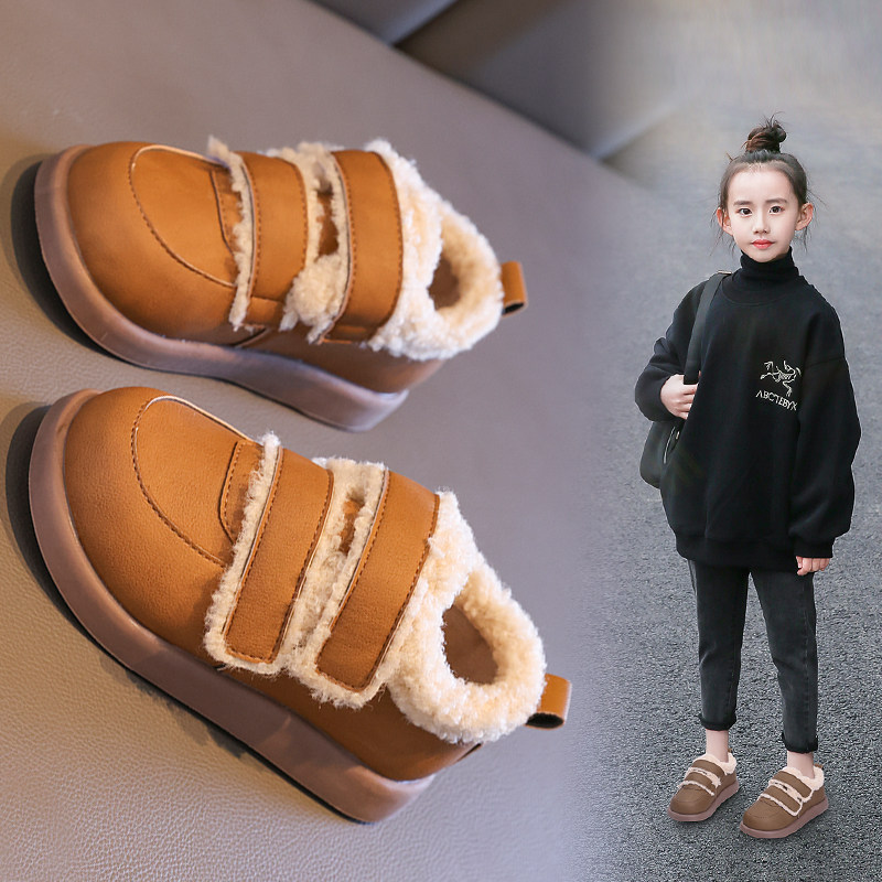 童鞋儿童棉鞋2024冬新款女童毛毛保暖鞋宝宝魔术贴软底加绒豆豆鞋