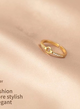 传承沙金仿真黄金镶排钻圆形戒指