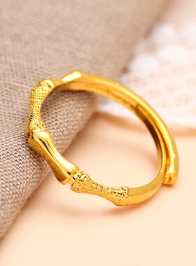 古法仿真黄金色节节高竹节指环