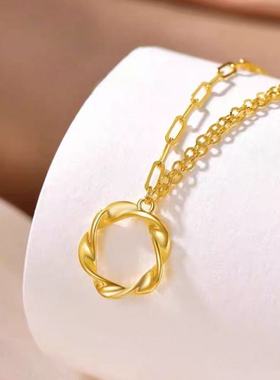 正品沙金工艺几何莫比乌斯女项链