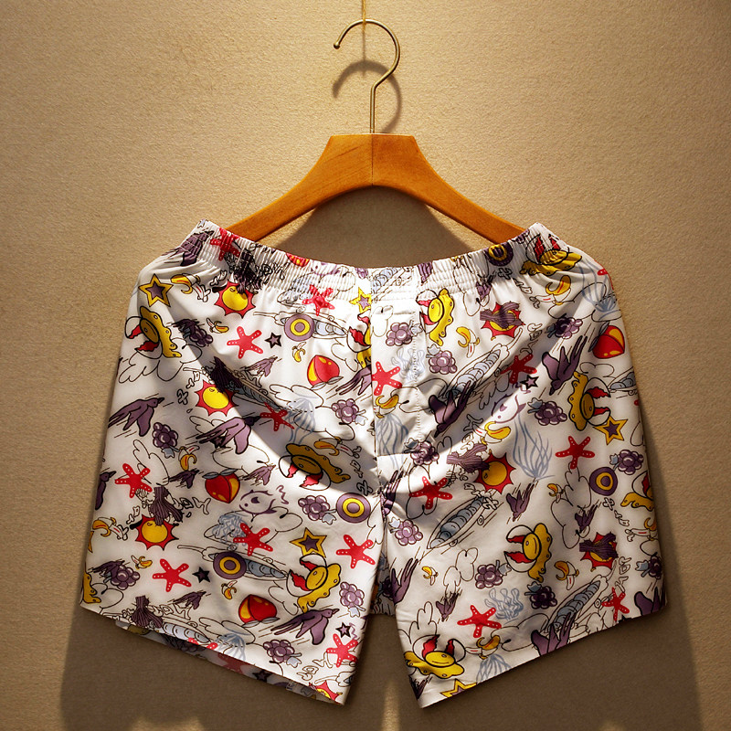 男士短裤夏季冰丝薄款阿罗裤宽松印花四角内裤家居三分睡裤大裤衩,淘宝优惠券,粉丝福利购,淘宝优惠卷