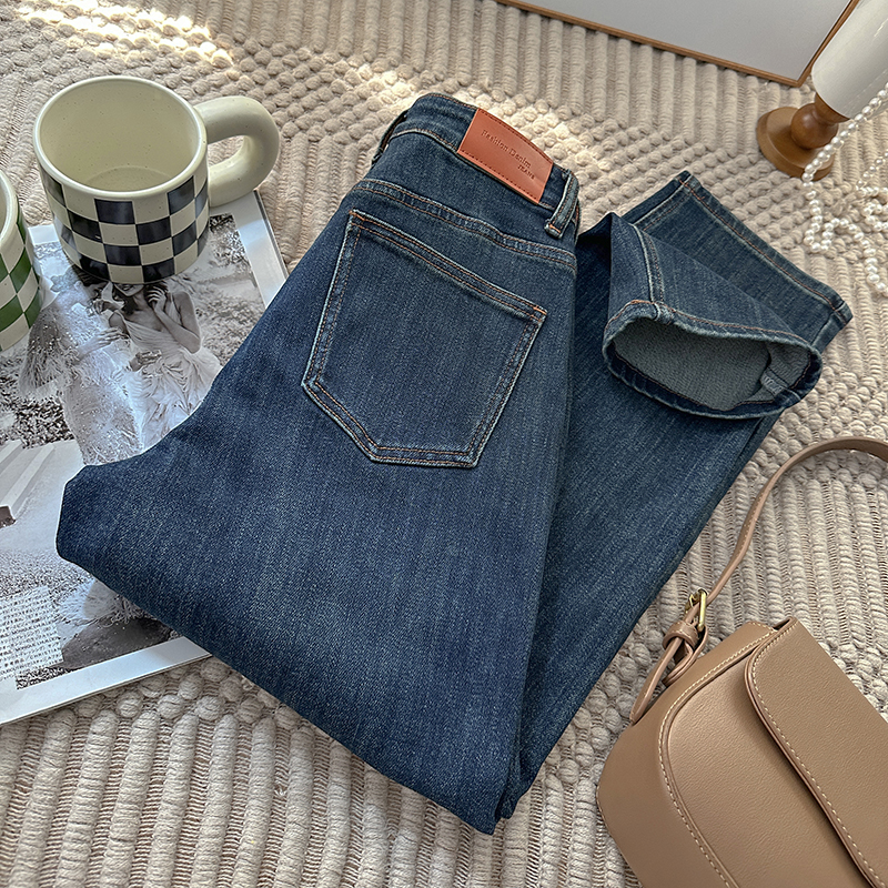 1CoMo 早秋新款显瘦高腰时尚舒适休闲百搭弹力法棍牛仔裤7060 - 图0