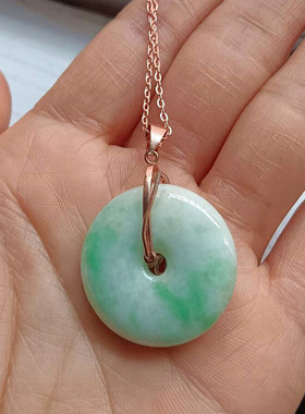 遇玉飘花男女翡翠平安扣吊坠玉佩