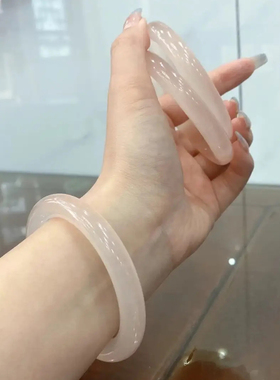 天然玛瑙玉髓手镯白月光女荔枝冻