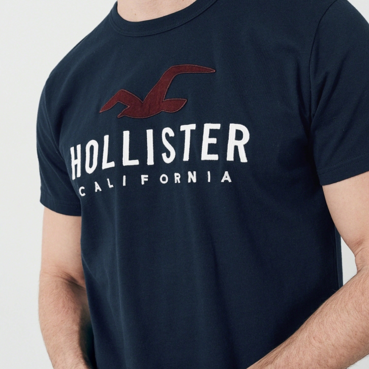 美国 Hollister/海鸥 新款男士经典夏季刺绣LOGO图案圆领短袖T恤 - 图2