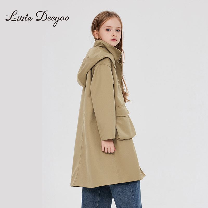 【特价】女童中长款连帽风衣新款中大童宽松外套儿童防风大衣,淘宝优惠券,粉丝福利购,淘宝优惠卷