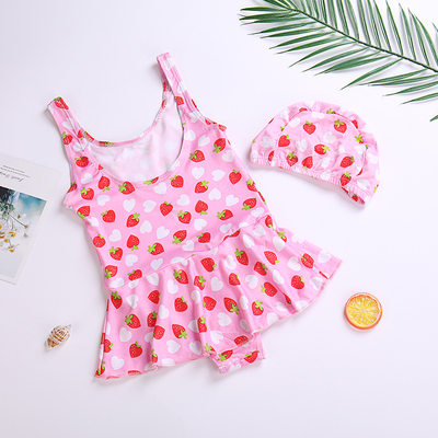 2 15岁女童连体游泳衣花色女孩泳装儿童套装室内温泉泳池泳衣批 虎窝淘