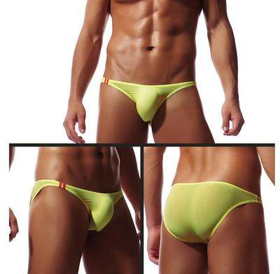男士比基尼三角内裤超薄微透低腰性感冰丝光滑无痕窄边裤衩短裤夏,淘宝优惠券,粉丝福利购,淘宝优惠卷
