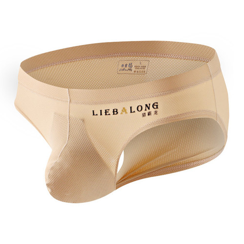 男士大囊袋冰丝网孔网眼三角裤性感内裤薄款透明激凸青年透气裤衩 - 图3