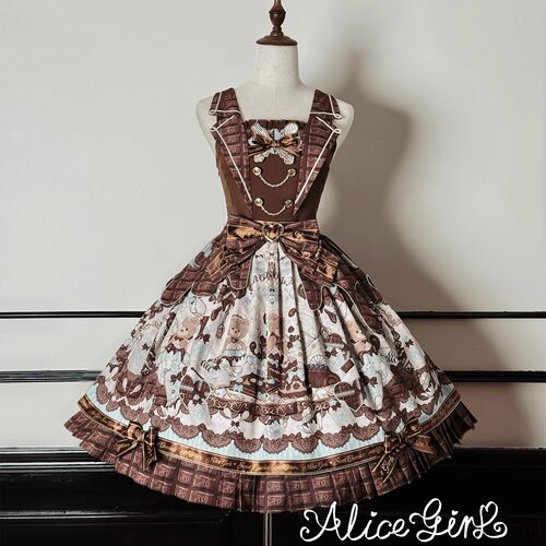 Alice girl原创新款 Lolita熊熊板巧 doll感 JSK 背带裙 - 图2