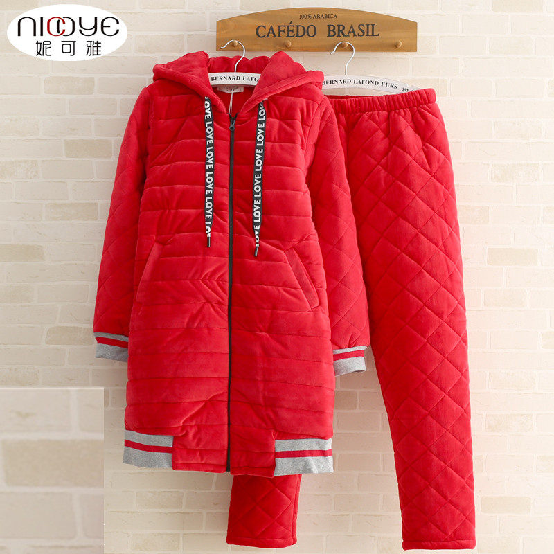 特价清仓甩卖妮可雅睡衣女中长款珊瑚绒法兰绒三层加厚夹棉家居服,淘宝优惠券,粉丝福利购,淘宝优惠卷