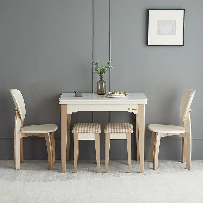 亮光岩板餐桌小户型家用餐桌椅组合多功能J伸缩折叠W饭桌省空间4 - 图1