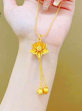 古法沙金999荷花两世欢吊