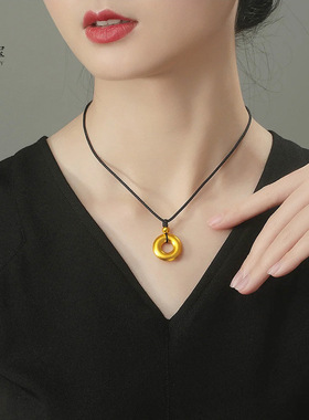 金店同款沙实心素圈平安扣