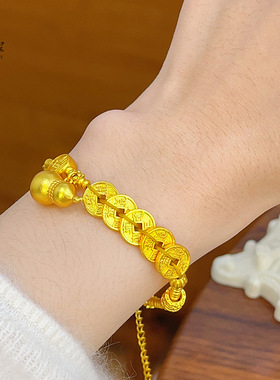 新中式古法沙金五帝钱葫芦