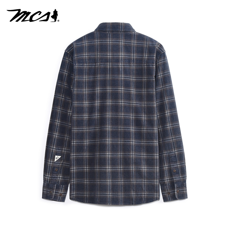 MCS万宝路男装2024年春秋新款衬衣外套男中年灯芯绒休闲长袖衬衫 - 图0