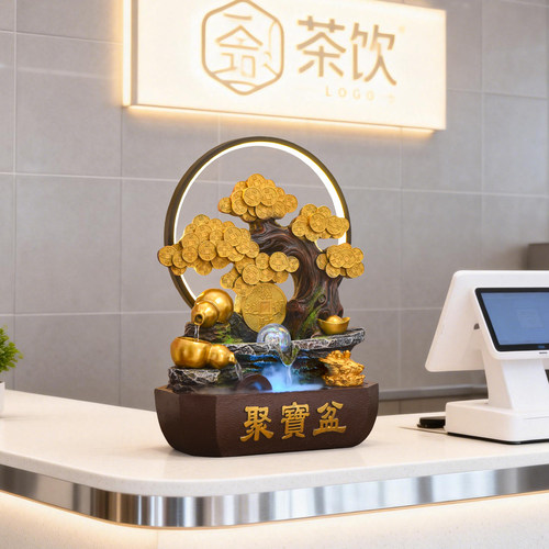 中式聚宝盆葫芦招财开业礼物循环水喷泉办公桌面摆件客厅家居装饰 - 图1