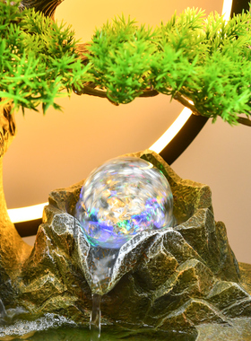 中式风喷泉店铺开业礼物假山流水