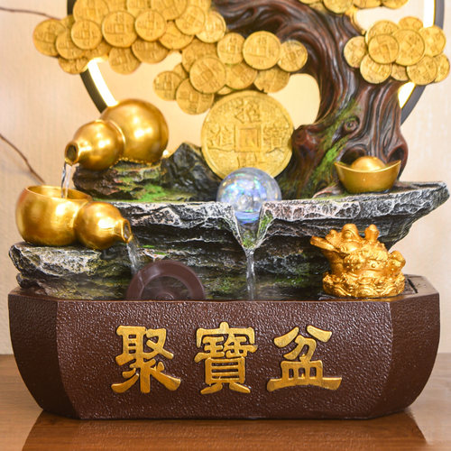 中式聚宝盆葫芦招财开业礼物循环水喷泉办公桌面摆件客厅家居装饰 - 图2