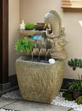 落地假山流水喷泉加湿送礼摆件