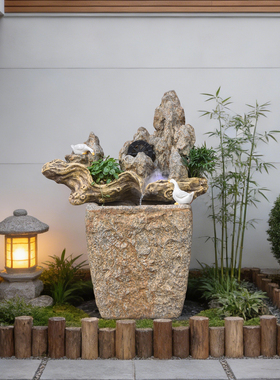 假山流水摆件循环水户外鱼池造景阳台花园布置庭院流水招财景观