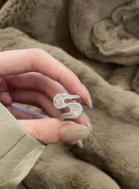 可调节开口戒指锆石百搭女