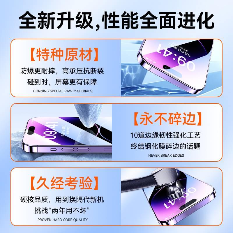 适用苹果15钢化膜iphone14promax手机膜13pro全屏15plus全覆盖ipone12pm全包ip11新款无黑边2023官X刚化XR/XS-图3