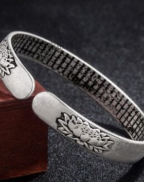 黑色禅语镀银心经手环时尚现货