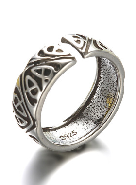 韩版银色复古做旧表带开口指环