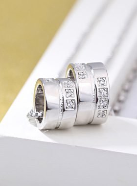 爱恋永恒韩版圆形锆石情侣银吊坠