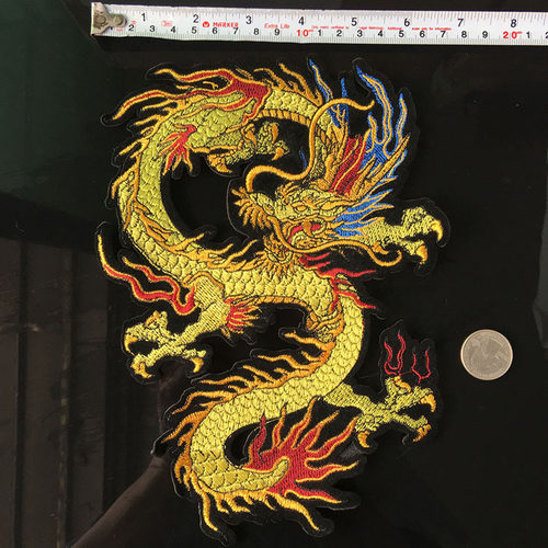 龙刺绣背胶高档飞龙补丁现货金龙辅料中国刺绣风五爪布贴旗袍贴花 - 图0