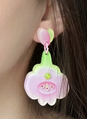 SENWUNG新中式牵牛花亚克力耳环