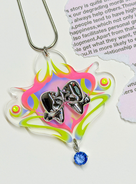 Y2K金属银蝴蝶结磁吸项链