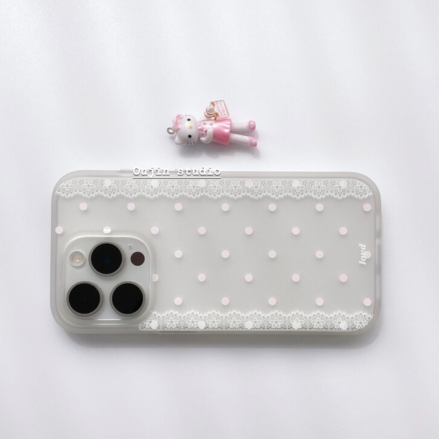 韩系ins风少女感可爱卡通猫咪粉波点蕾丝边适用iphone17/16promax/15pro/14/13苹果磨砂透白软壳手机保护套,淘宝优惠券,粉丝福利购,淘宝优惠卷