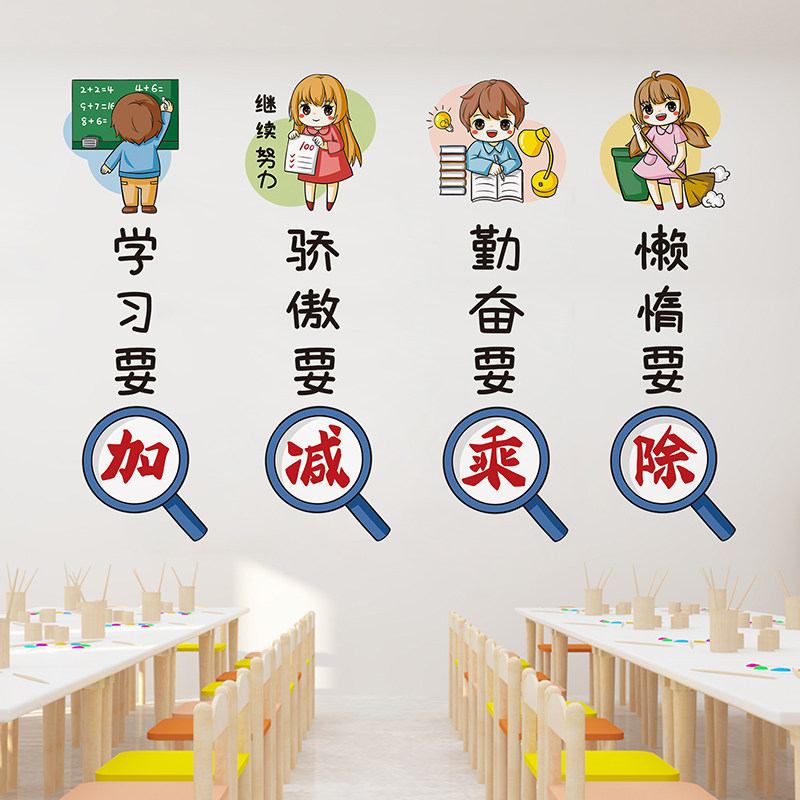 励志墙贴纸小学生班级教室主题墙装饰氛围布置学习园地文化墙标语,淘宝优惠券,粉丝福利购,淘宝优惠卷