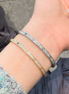 满天星手镯女高级感素圈银手镯子手链轻奢小众手环精致手饰品新款