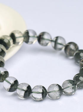 鸿初水晶 天然聚宝盆绿幽灵手串 千层纱手串聚宝盆单圈手链批发