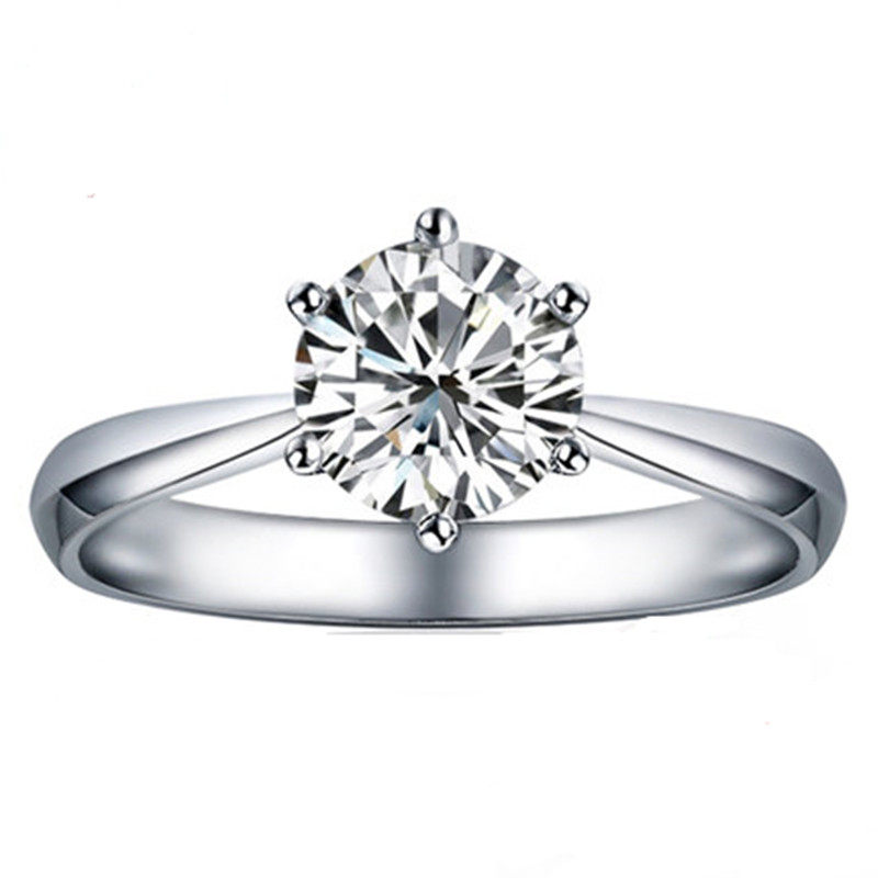 新品六爪1克拉莫桑石女仿真钻戒 香港钻戒珠宝饰品店戒指/指环