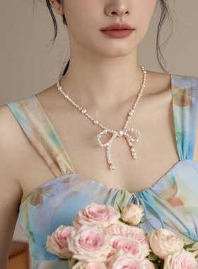 蝴蝶结经典原创设计白色时尚项链