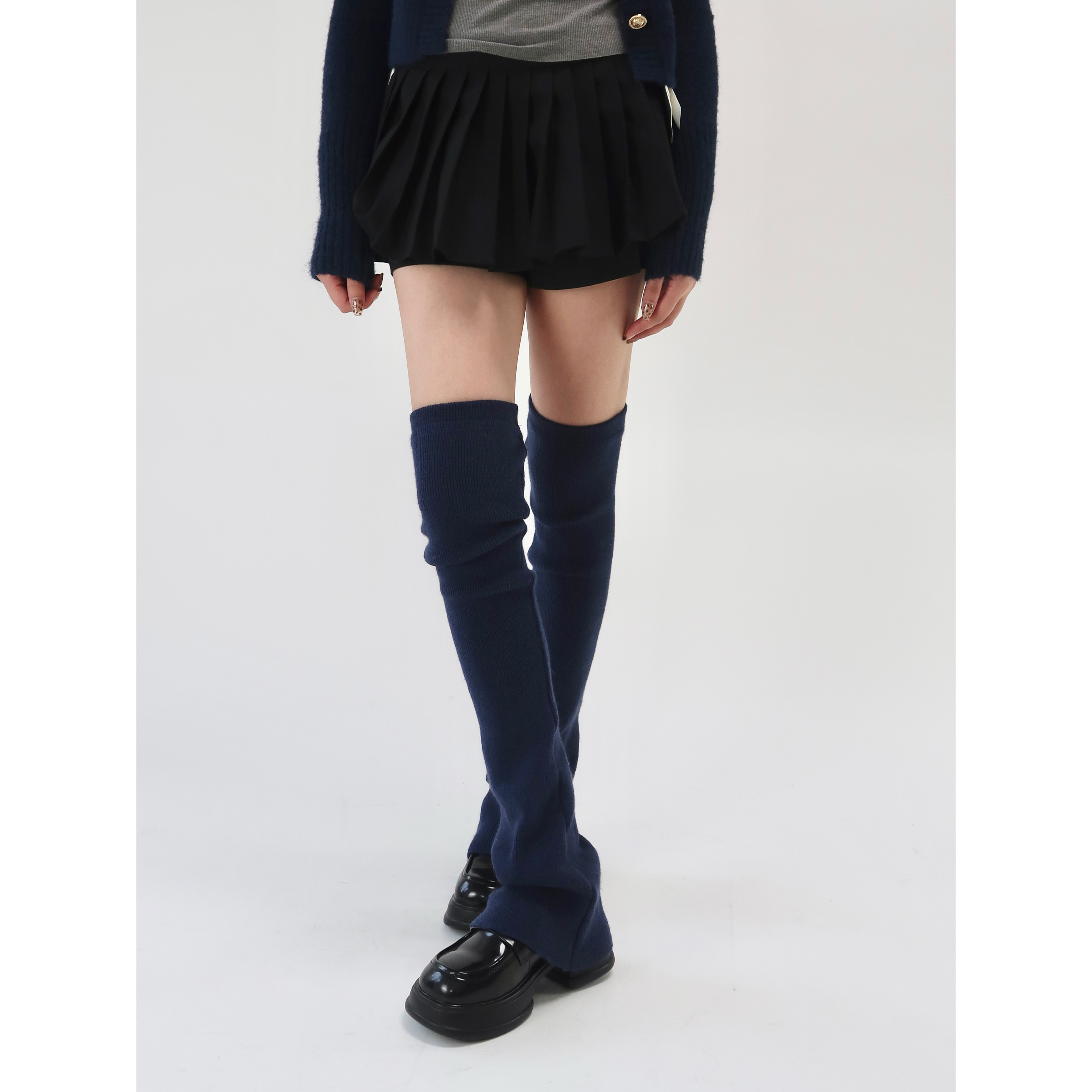 陆甜茶长筒过膝袜子女秋冬灰色喇叭袜套氛围感针织堆堆袜白色腿套,淘宝优惠券,粉丝福利购,淘宝优惠卷