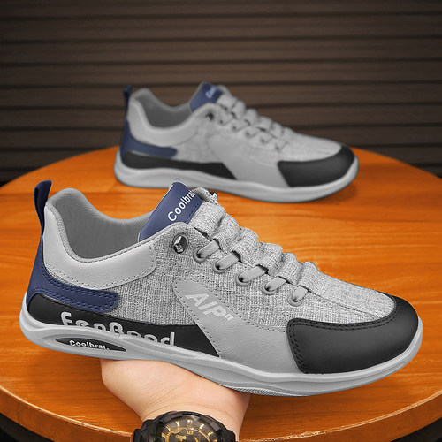 男鞋2025新款冬季工作上班布鞋青少年休闲运动一脚蹬软底开车潮鞋 - 图1