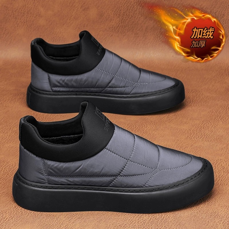 男鞋冬季2026新款一脚蹬加绒保暖棉鞋黑色防水工作羽绒东北雪地靴,淘宝优惠券,粉丝福利购,淘宝优惠卷