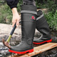 Botas de lluvia para hombre, invierno, pesca al aire libre, suela gruesa, antideslizante, impermeable, para llevar, gran tamaño, sitio de construcción, trabajo, seguridad en el trabajo, zapatos de goma